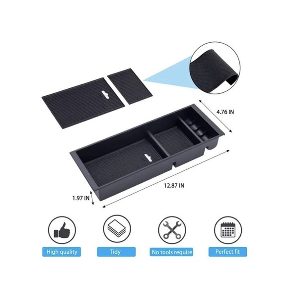 Center Console Organizer Armrest Accessories Tray for Ford 2015 2020 F150 Black - Picture 1 of 16